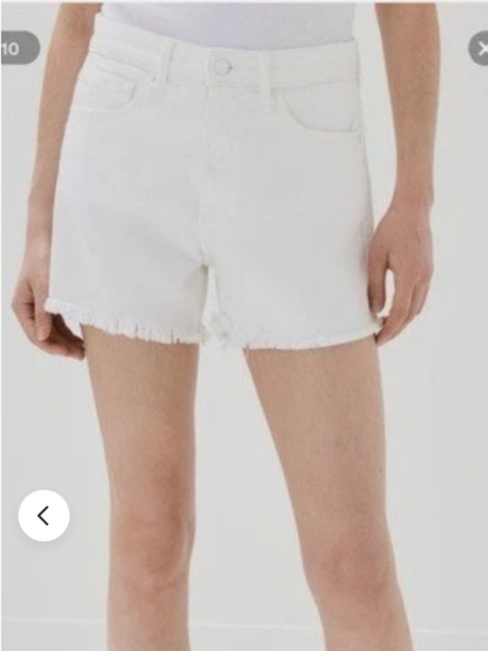 Good American Good '90s Cutoff High-Rise White Denim Shorts with Frayed Hem